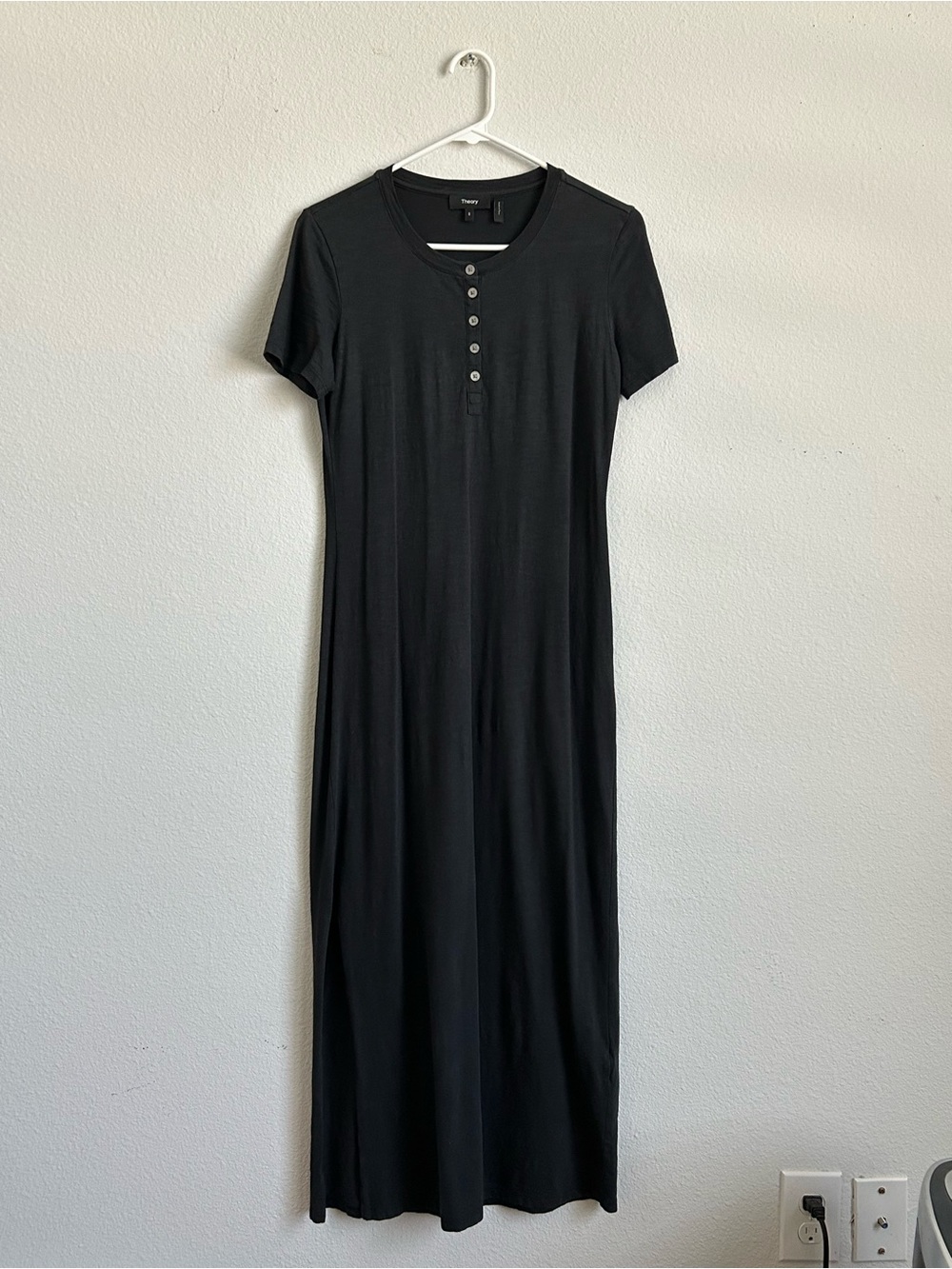 Theory Cotton Maxi Dress — Charcoal | Size S